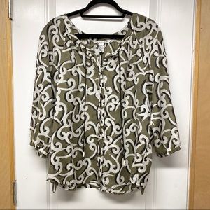 Diane Von Furstenberg Paeden Tassel Green Blouse